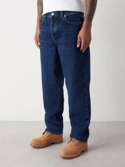 Blue Classic Vintage Relaxed Fit Vintage Wash Denim Jeans