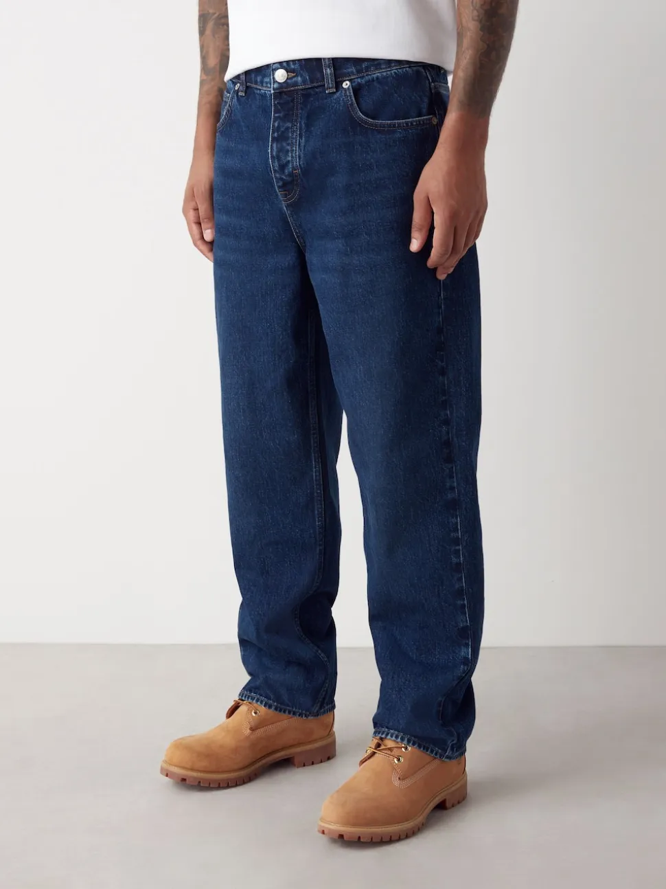 Blue Classic Vintage Relaxed Fit Vintage Wash Denim Jeans