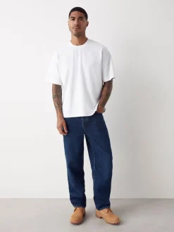 Blue Classic Vintage Relaxed Fit Vintage Wash Denim Jeans