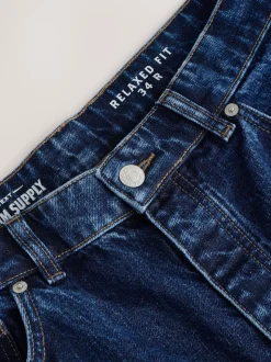 Blue Classic Vintage Relaxed Fit Vintage Wash Denim Jeans