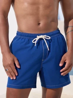 Blue Contrast Stitch Swim Shorts