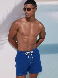 Blue Contrast Stitch Swim Shorts