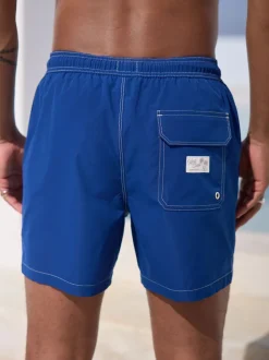 Blue Contrast Stitch Swim Shorts