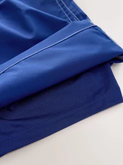 Blue Contrast Stitch Swim Shorts