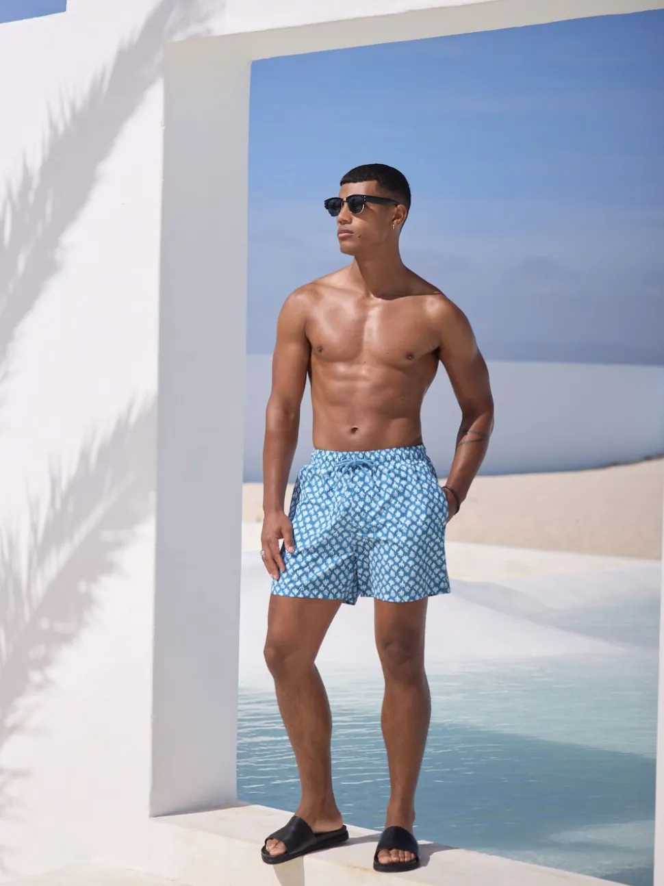 Blue Coral Printed Swim Shorts