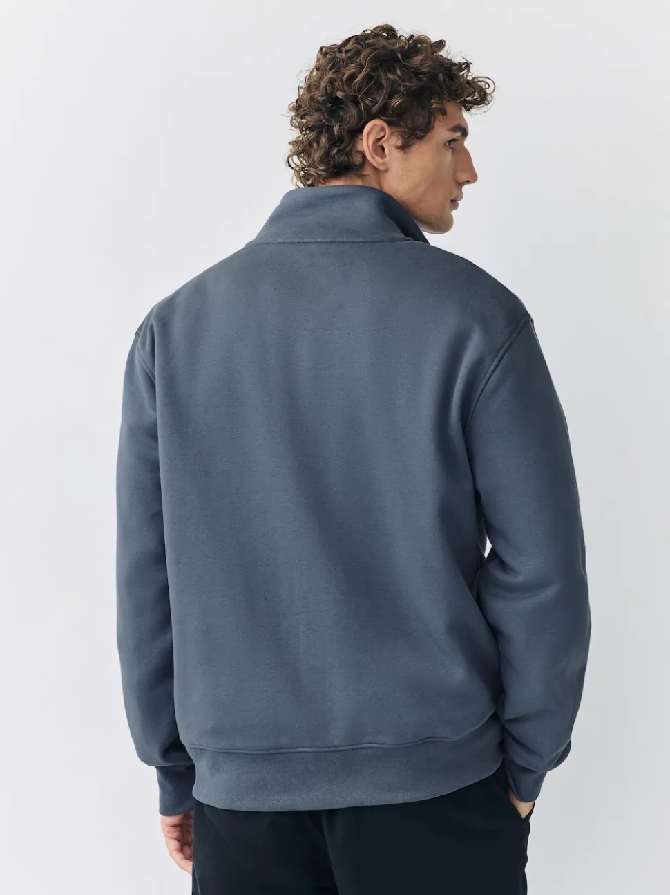 Blue Cotton Rich Jersey Full Zip Funnel Neck Sweatshirt