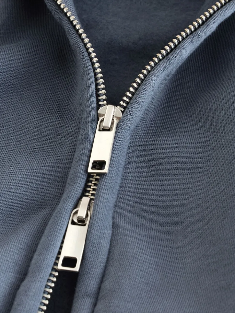 Blue Cotton Rich Jersey Full Zip Funnel Neck Sweatshirt