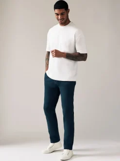 Blue Dark Slim Fit Stretch Chinos Trousers