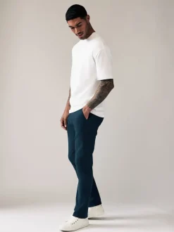 Blue Dark Slim Fit Stretch Chinos Trousers