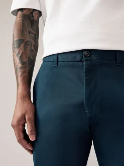 Blue Dark Slim Fit Stretch Chinos Trousers