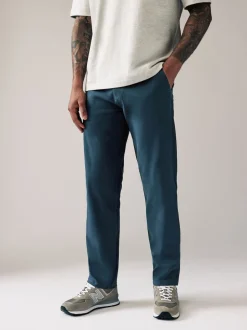 Blue Dark Straight Fit Stretch Chinos Trousers