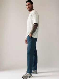 Blue Dark Straight Fit Stretch Chinos Trousers
