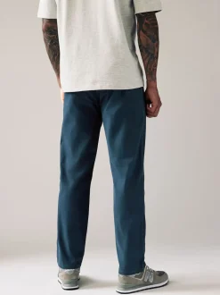 Blue Dark Straight Fit Stretch Chinos Trousers