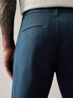 Blue Dark Straight Fit Stretch Chinos Trousers