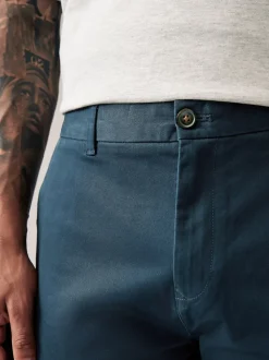 Blue Dark Straight Fit Stretch Chinos Trousers