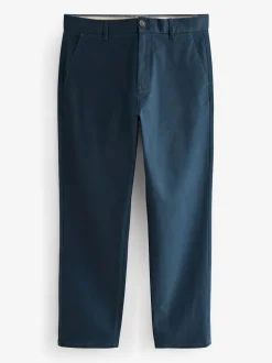 Blue Dark Straight Fit Stretch Chinos Trousers