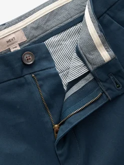Blue Dark Straight Fit Stretch Chinos Trousers