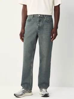 Blue Dark Tint Relaxed Fit Vintage Wash Denim Jeans