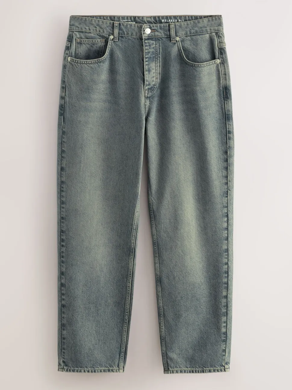 Blue Dark Tint Relaxed Fit Vintage Wash Denim Jeans