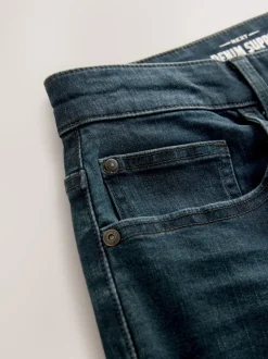 Blue Dark Washed Regular Tapered Fit Classic Stretch Jeans