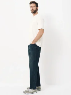 Blue Dark Washed Regular Tapered Fit Classic Stretch Jeans