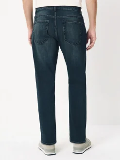 Blue Dark Washed Regular Tapered Fit Classic Stretch Jeans
