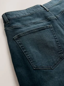 Blue Dark Washed Regular Tapered Fit Classic Stretch Jeans