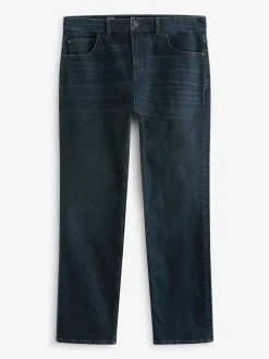 Blue Dark Washed Single Straight Fit Classic Stretch Jeans