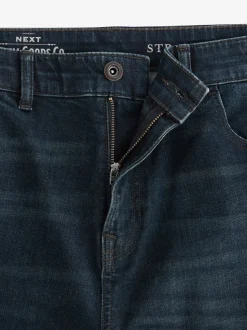 Blue Dark Washed Single Straight Fit Classic Stretch Jeans