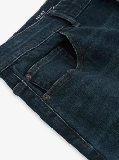Blue Dark Washed Single Straight Fit Classic Stretch Jeans