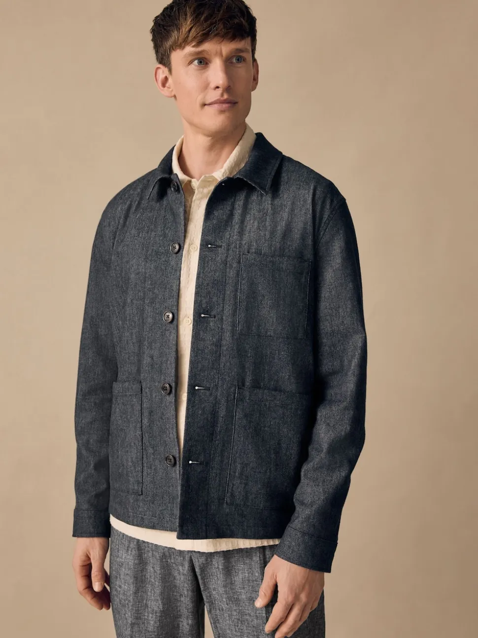 Blue Denim Look Suit Shacket