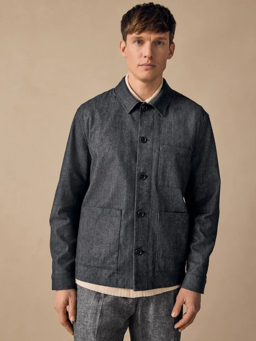 Blue Denim Look Suit Shacket