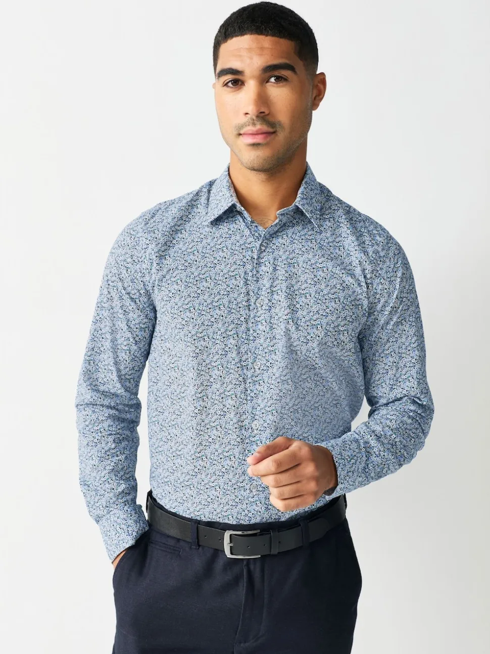 Blue Ditsy Regular Fit Long Sleeve Shirt