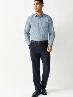Blue Ditsy Regular Fit Long Sleeve Shirt