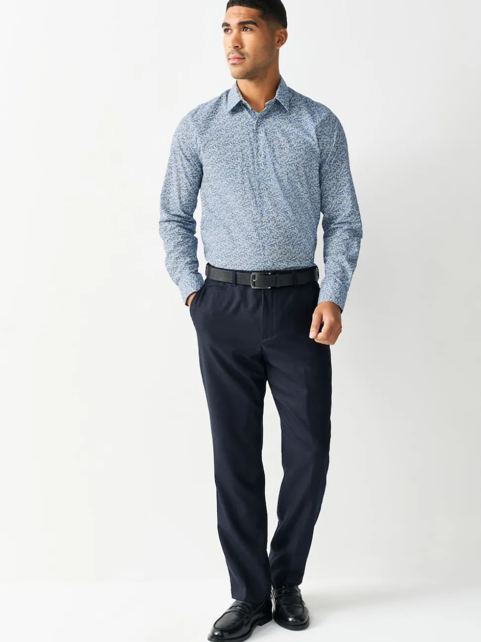 Blue Ditsy Regular Fit Long Sleeve Shirt