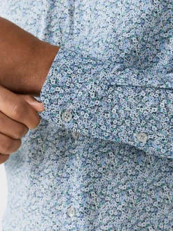Blue Ditsy Regular Fit Long Sleeve Shirt