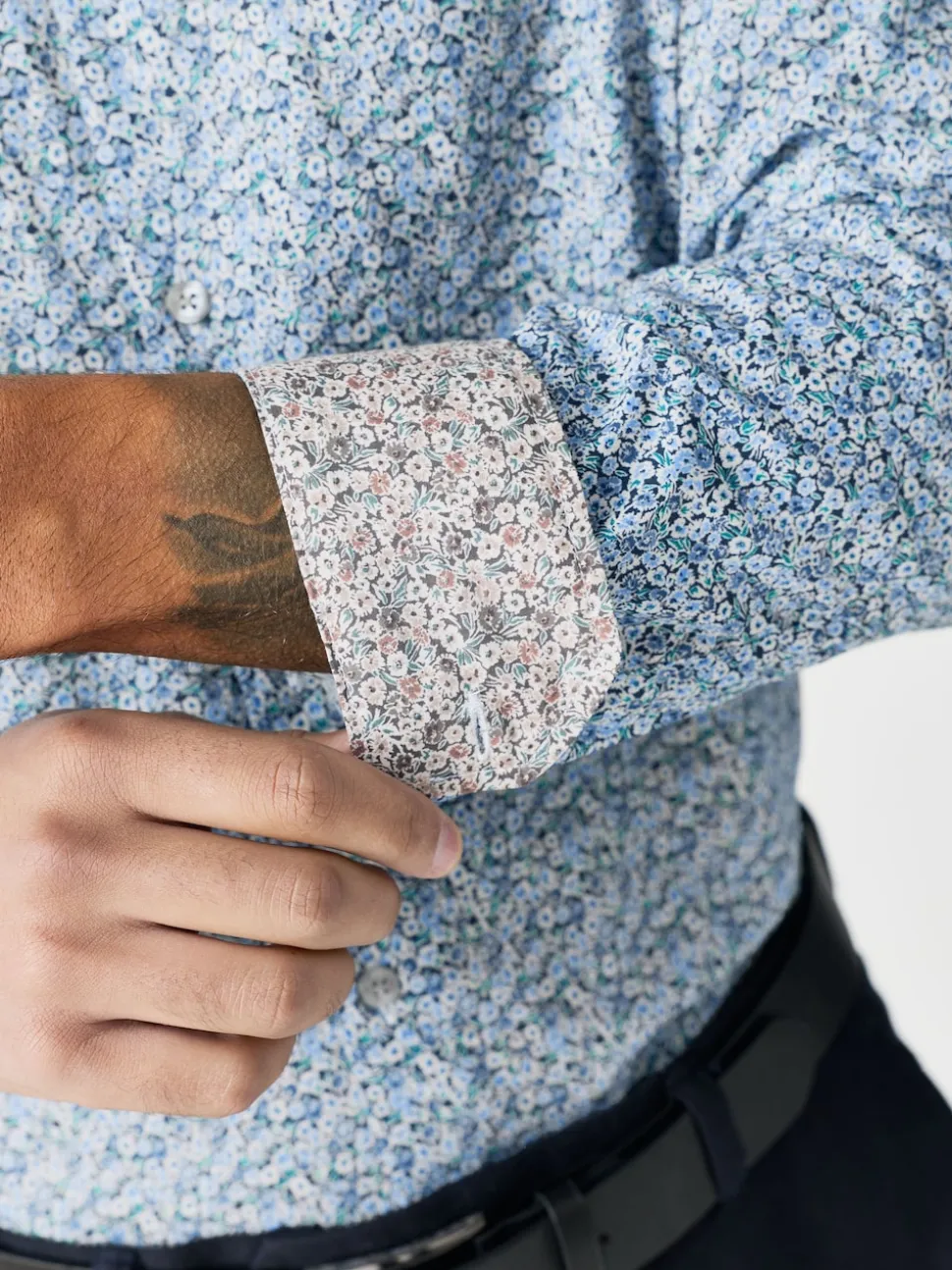 Blue Ditsy Regular Fit Long Sleeve Shirt