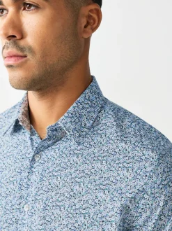 Blue Ditsy Regular Fit Long Sleeve Shirt