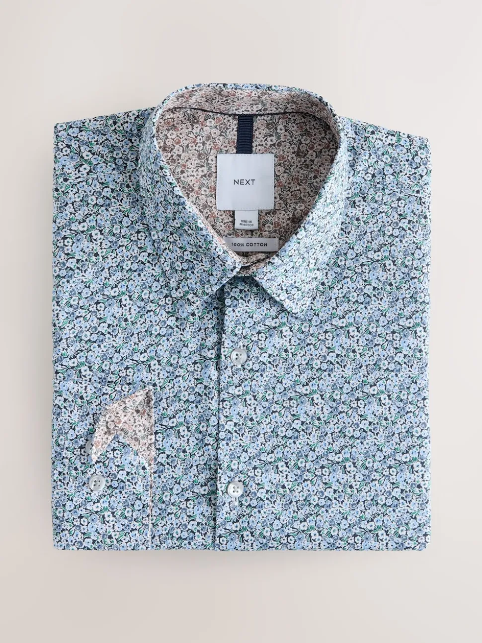 Blue Ditsy Regular Fit Long Sleeve Shirt
