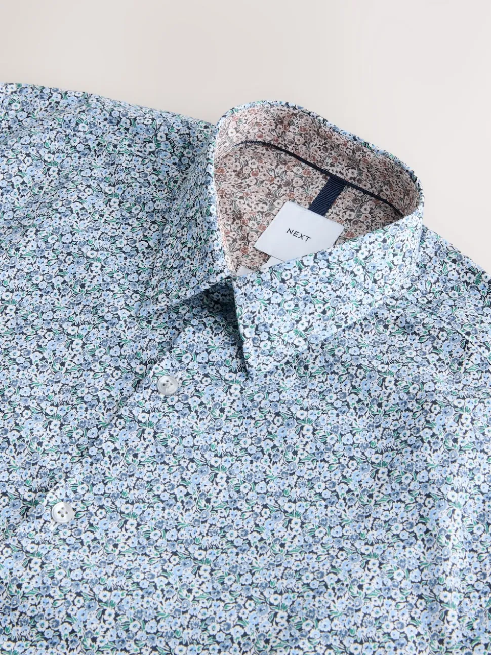 Blue Ditsy Regular Fit Long Sleeve Shirt