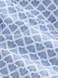 Blue Fan Print Easy Iron With Short Sleeve Oxford Shirt