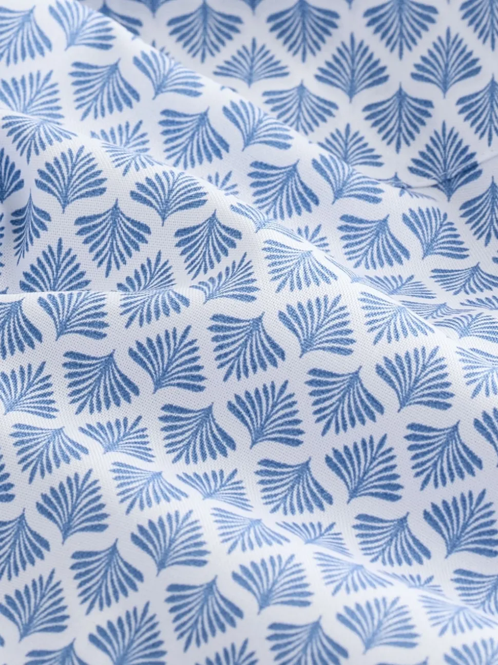 Blue Fan Print Easy Iron With Short Sleeve Oxford Shirt