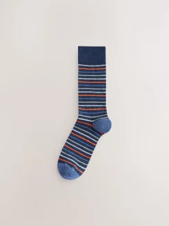 Blue Fish Stripe Pattern Socks 5 Pack