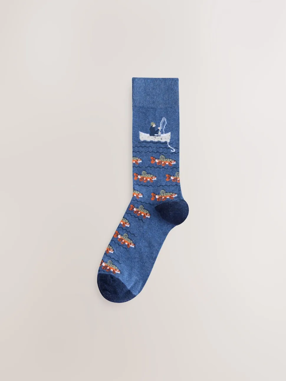 Blue Fish Stripe Pattern Socks 5 Pack