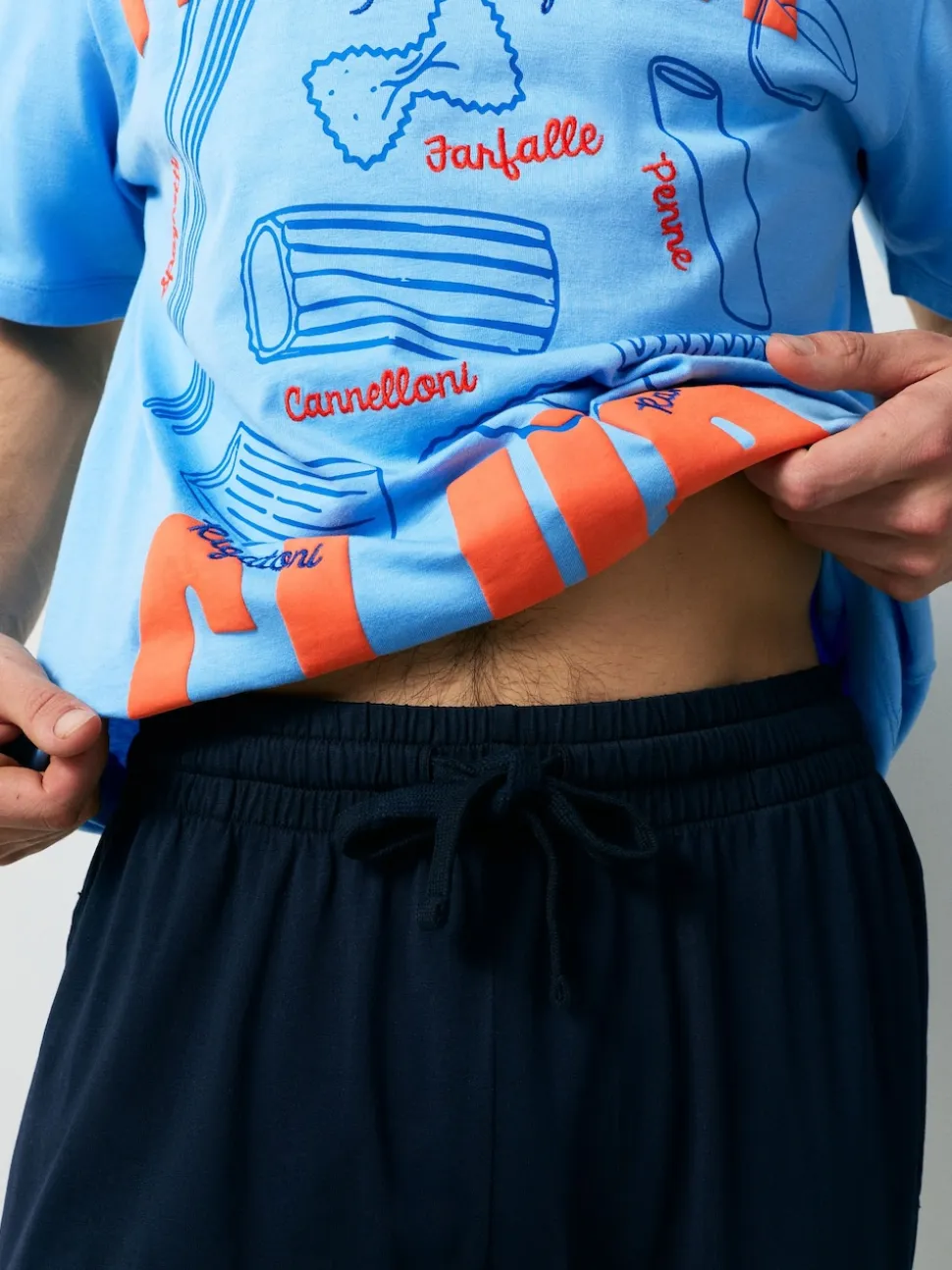 Blue Graphic Short Sleeve Jersey Pyjamas Set