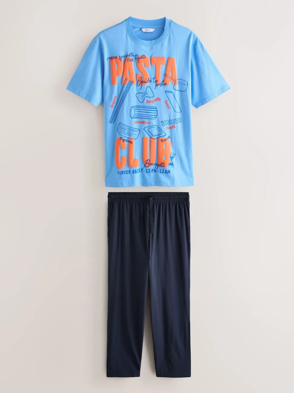 Blue Graphic Short Sleeve Jersey Pyjamas Set