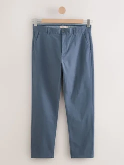 Blue Grey Mid Regular Tapered Fit Stretch Chinos Trousers