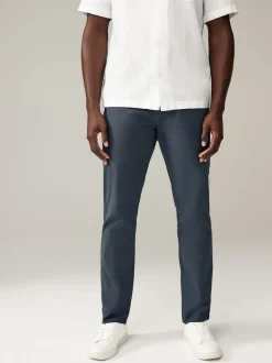 Blue Grey Mid Slim Fit Stretch Chinos Trousers