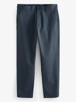 Blue Grey Mid Straight Fit Stretch Chinos Trousers