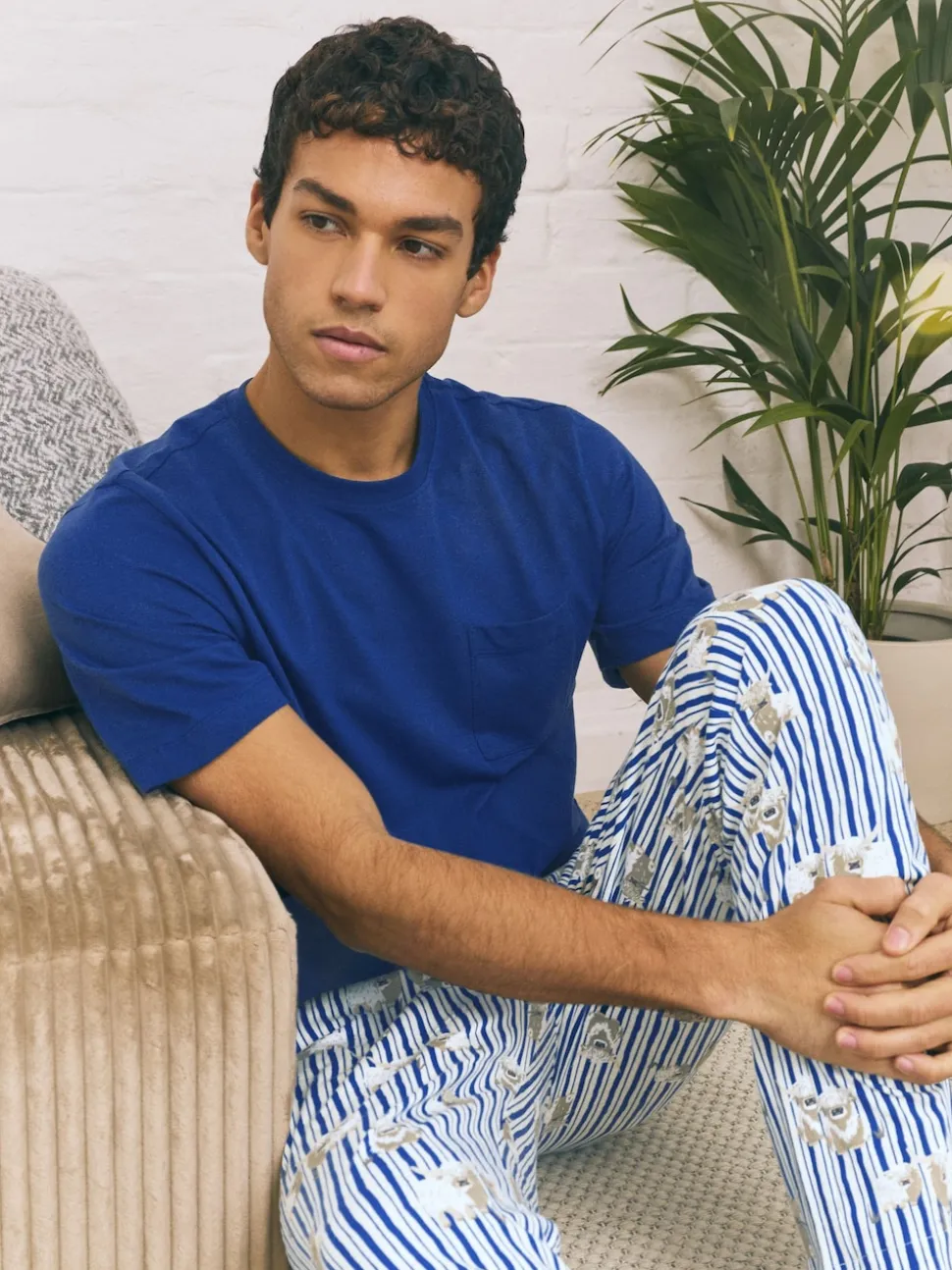 Blue Hamish the Highland Cow Jersey Short Sleeve Pyjamas Set